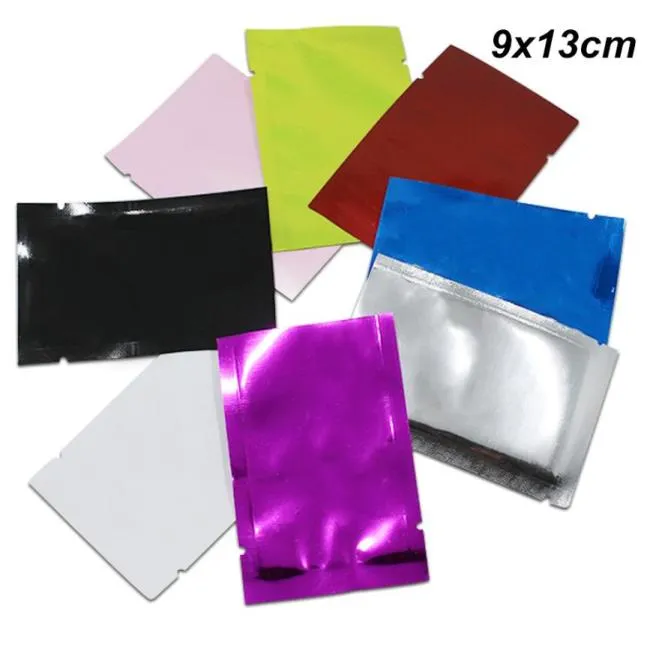 100 PCS 9X13cm Variety of Colors Open Top Heat Seal Aluminum Foil Packing Bag for Snack Candy Nuts Vacuum Heat Sealing Mylar Foil 8364847