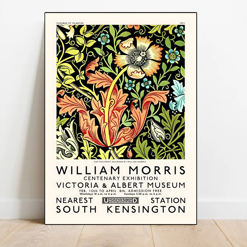 ビクトリアとアルバート博物館ウィリアムモリスアートワークポスターキャンバス印刷と印刷壁アートのリビングルームの装飾のための壁アート画像