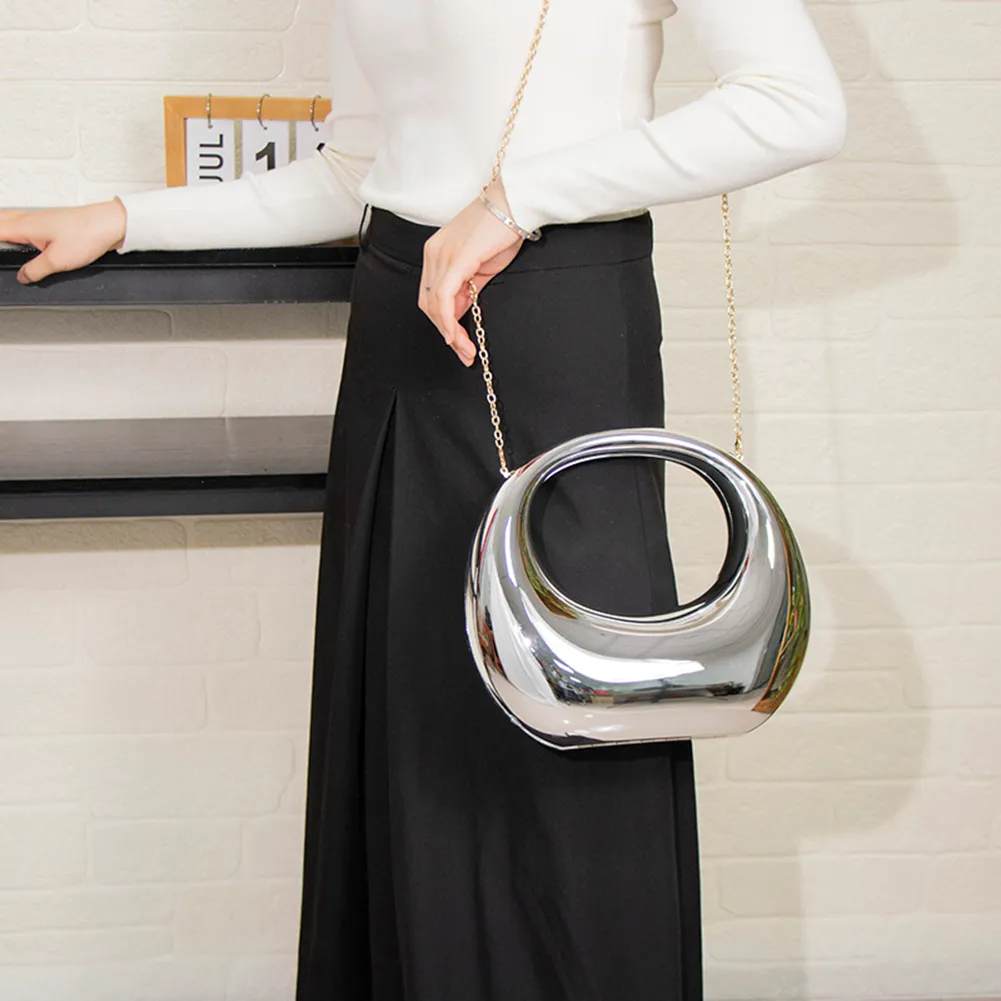DHgate.com:Womens Metallic Mini Hobo Bag with Shoulder Chain