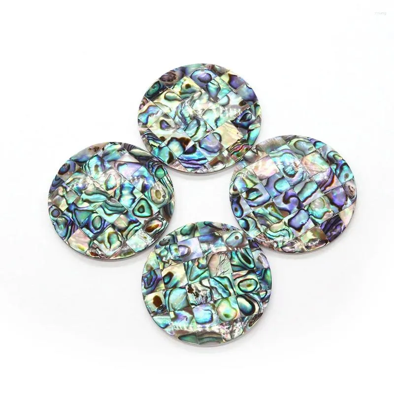 Pendant Necklaces Single Sided Natural Abalone Shell Round 40mm Disc-shaped Big Charms For Jewelry Making DIY Necklace Accessories