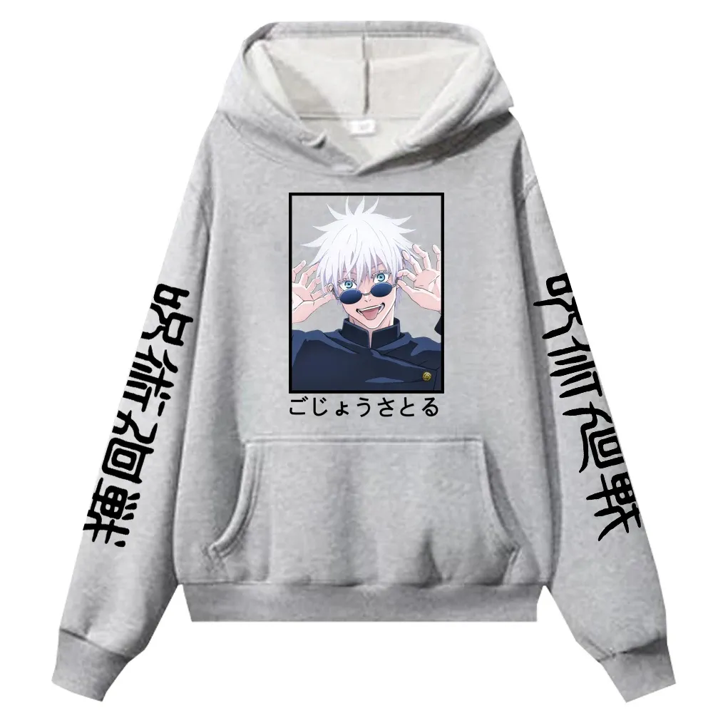 JJK Hoodies Gojo Satoru Sweatshirt Anime Graphic Washed