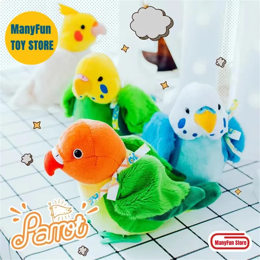 Burschengar Cockatiel Papagei Anime niedliche Plushie Blocker Bird Plüschspielzeug lebensee Tiere Simulation Stoffed Doll Kid 240401