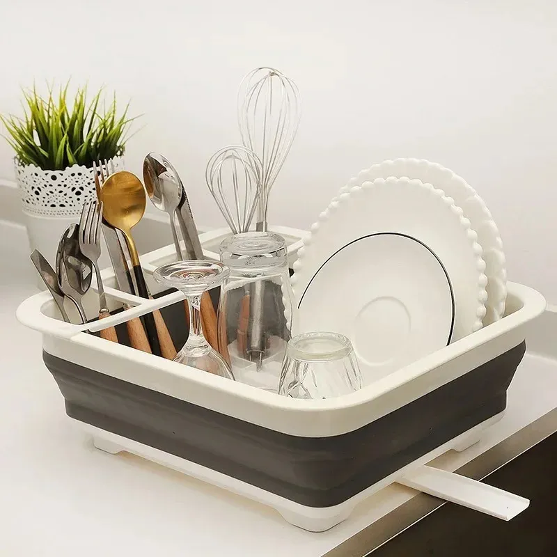 Dobrável Dish Rack Kitchen Dreol tigela Tabela Placa Table Placa Organizador Organizador Portátil dobra secagem home tpr rack prateleira 240407