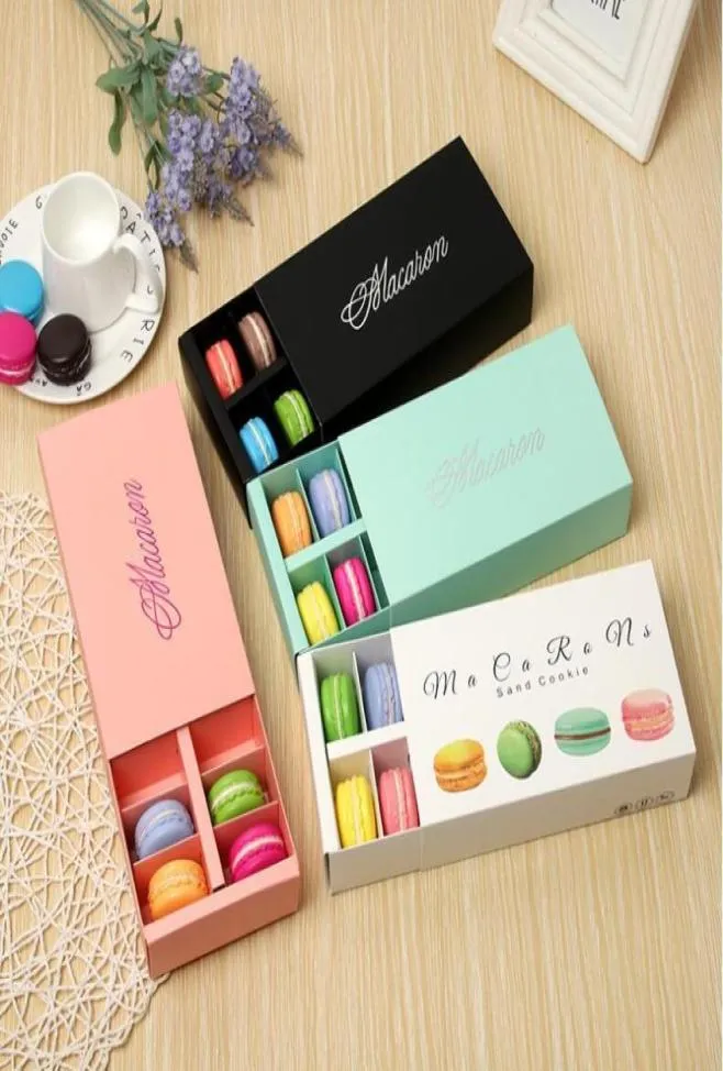 Wrap regalo 500pcs White Macaron Box con scatole di dessert rosa e verde bombonsero i regali per 12 macarons7559556