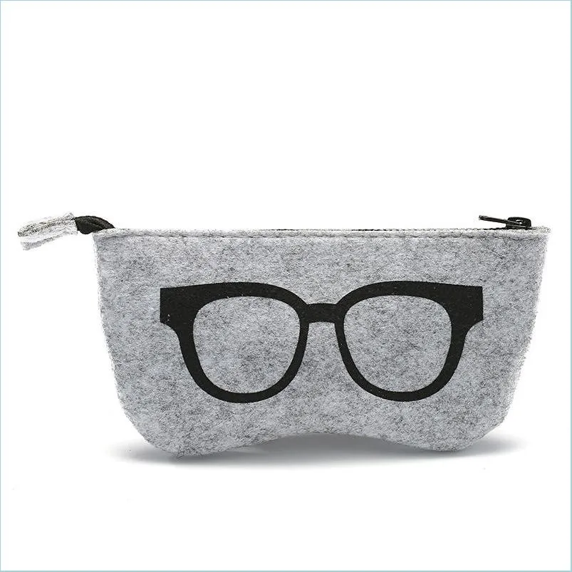 Sunglasses Cases & Bags New Glasses Case Wool Felt Women Men Box Fashion Zipper Eyeglasses Mti-Purpose Bag Colorf Wholesale Dhgarden Dhtqf