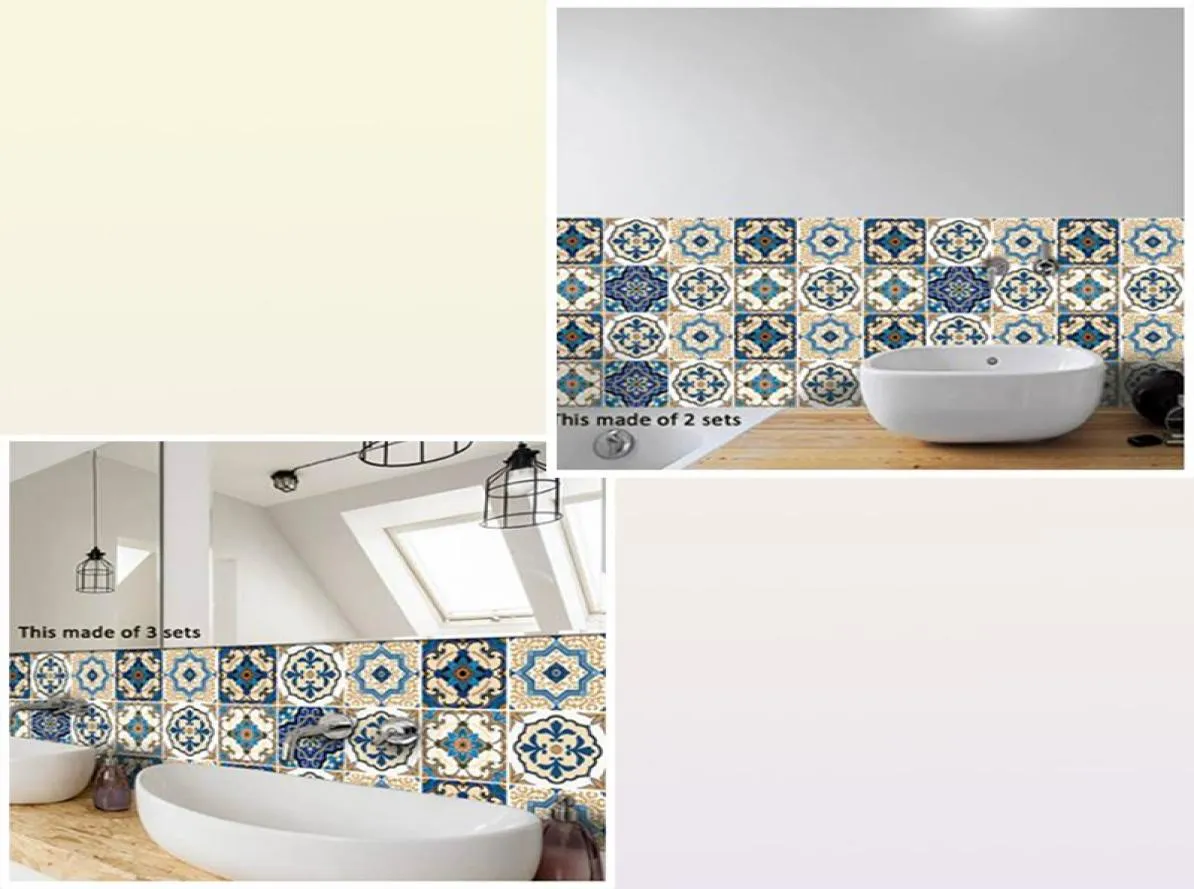 50 pcs per packFunlife 1515cm2020cm Moroccan Tiles PVC Waterproof Self adhesive Wallpaper Furniture Bathroom DIY Arab Tile Stic4862580