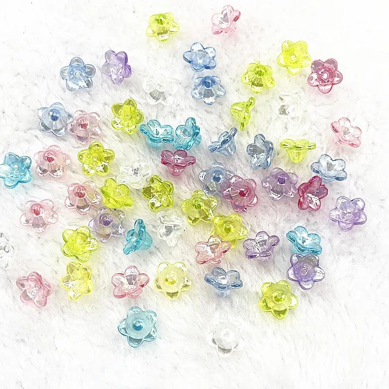 AB Color Acrylic Flower Spacer Beads Caps Charms for DIY Jewelry Making ...