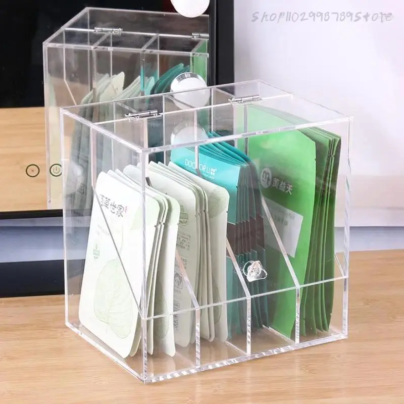 Opbergboxen Desktop Dust proof Cosmetic Organizer Acryl Flip Mask Box Dresser Tabletop Make -up afwerking Plank MX9121428