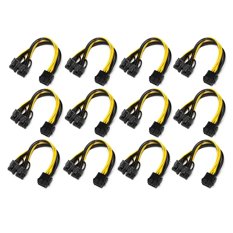 Fornitura 12pack PCIe 8pin a 2x 8 pin (6+2) Cavo splitter di alimentazione per PCIE PCI Express Immagine scheda Y Cavo di estensione splitter