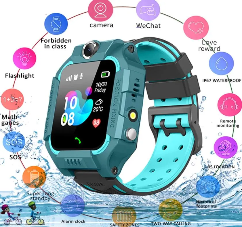 2021 Kids Smart Watch do SOS Call Telefon Watch Smartwatch Użyj karty SIM Waterproof Waterproof IP67 Prezent na iOS Android1576392