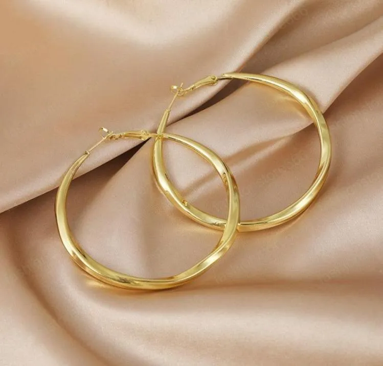 Großer Kreis Hoop Ohrringe Gold Farbe für Frauen rund Big Circle Ohrring Party Club Persönlichkeit Schmuckgeschenke9055989