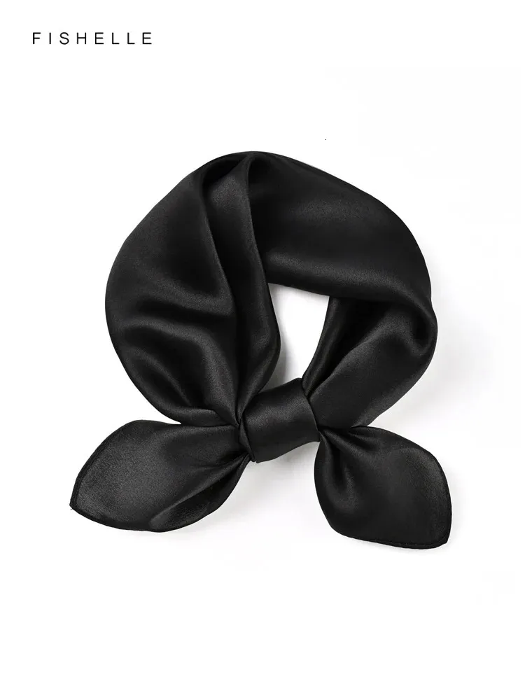 Couleur solide noire Pure Scarf Fiffier Headscarf Lady Swarves Foulard Small Hijab Wrap Scarf Scarf Femmes Printemps Automne 240411