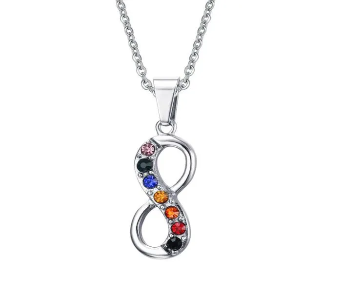 Endless Love 8 Shaped Pendant For Women Män Rostfritt stål Infinity Gay Pride Halsband Kedja Kvinnor smycken 6131635