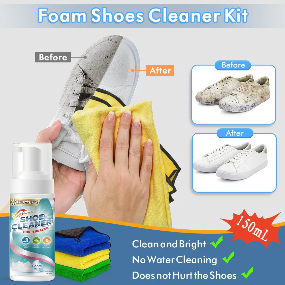 Cubicseven White Shoes Foam Cleanning Spray Whitening Cleaning Dirt Remover Stain Polish Cleaner Sneakers Boot Dry Washing Tool