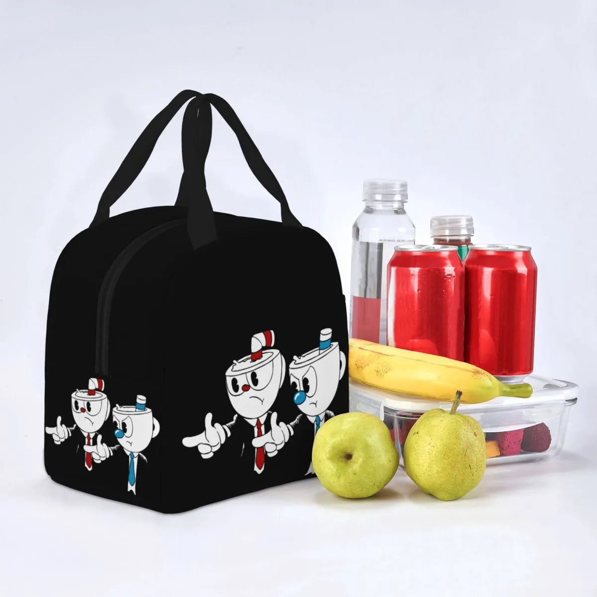 The Cuphead Cup Insulated Lunch Bag Cooler Bag Reusable Game Anime Large Tote Lunch Box for Men Women Office Picnic