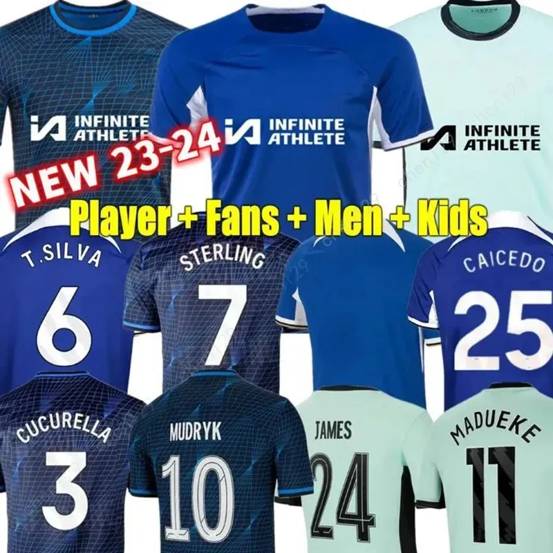 23 24Cheiseas Enzo CFC Nkunku Maglie di calcio Fan Fans Collection Mudryk Collection Gallagher Sterling Home Uniform 2023 2024 Fofana Away Out Kits Kits Caicedo