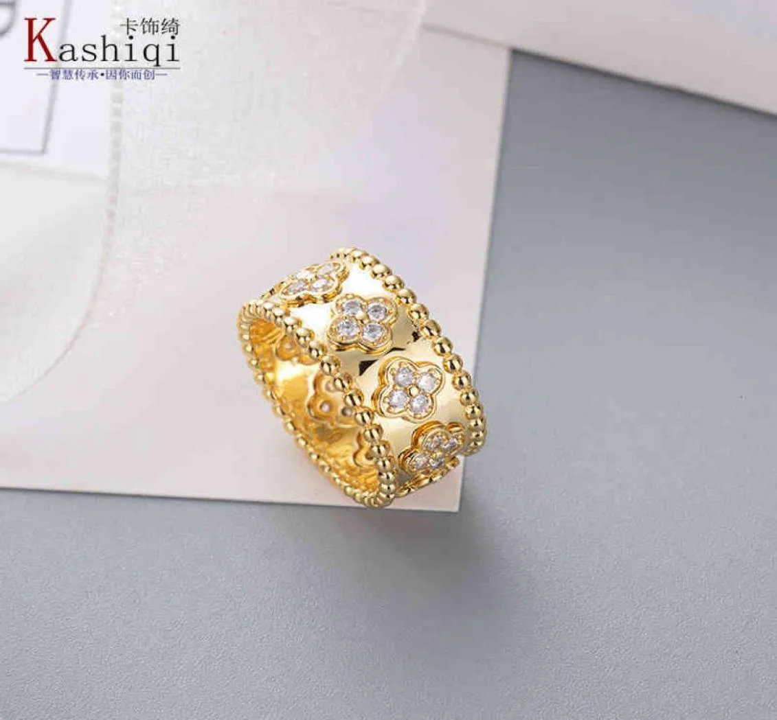 Yüzük Kaleidoskop Yüzük Kadın Azınlık Tasarım Moda Basit Yonca Takı Kaplamalı Gül Gold8446722