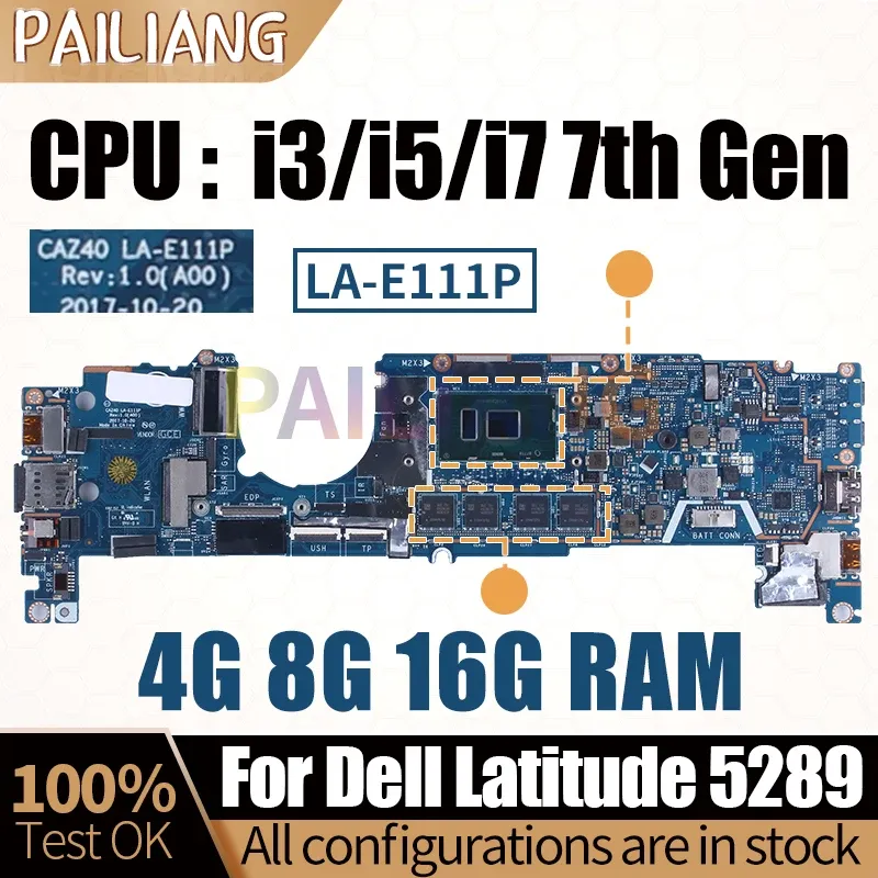 Moderkort för dell latitud 5289 anteckningsbok mainboard bärbar dator lae11p 0kjkkg 07dcrr 04t8fj 0t4r3x i3/i5/i7 7: e moderkort fullt testad