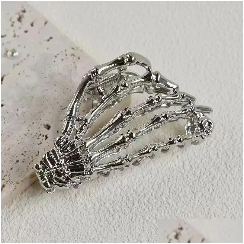 Hair Clips 1 Piece Of Ladies Fashion Street Punk Style Solid Color Skeletal Hand Claw Clip For Everyday Party Gift Accessories