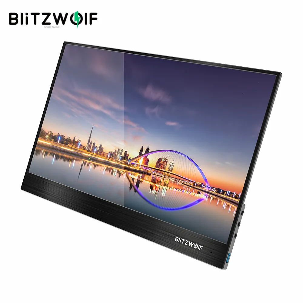 BlitzWolf BW-PCM3 15.6 Inch Portable Computer Monitor Touchable LCD Monitors FHD 1080P Gaming Display Screen Type C Charging
