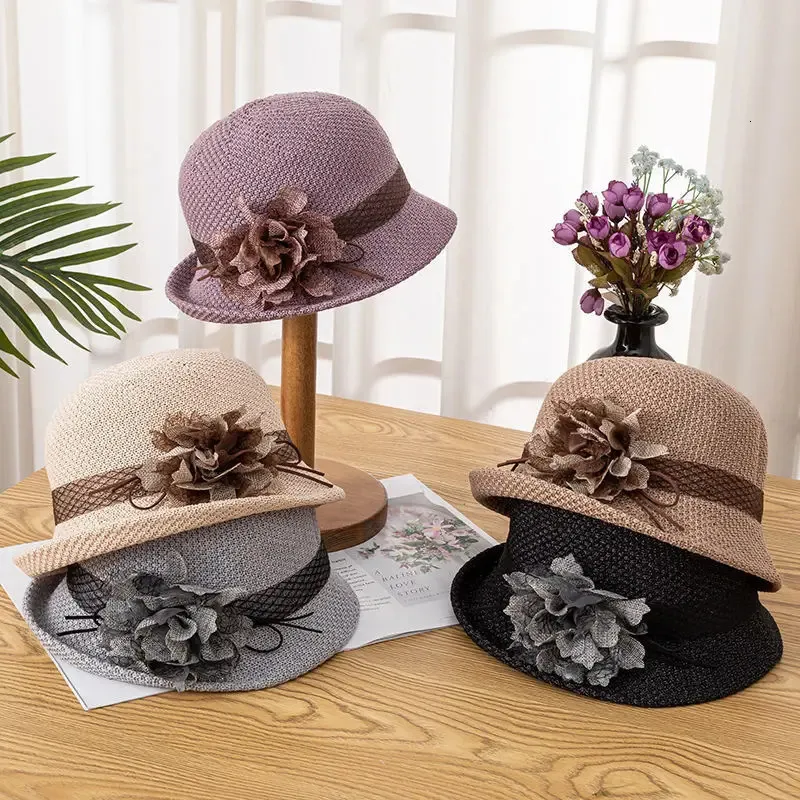 Save Big on Bulk Rolled Brim Straw Hat Crochet Flower Bucket Hat Vintage  Floral Brim Sun Hat, Breathable Cotton Fedora With Adjustable Rolled Edge 