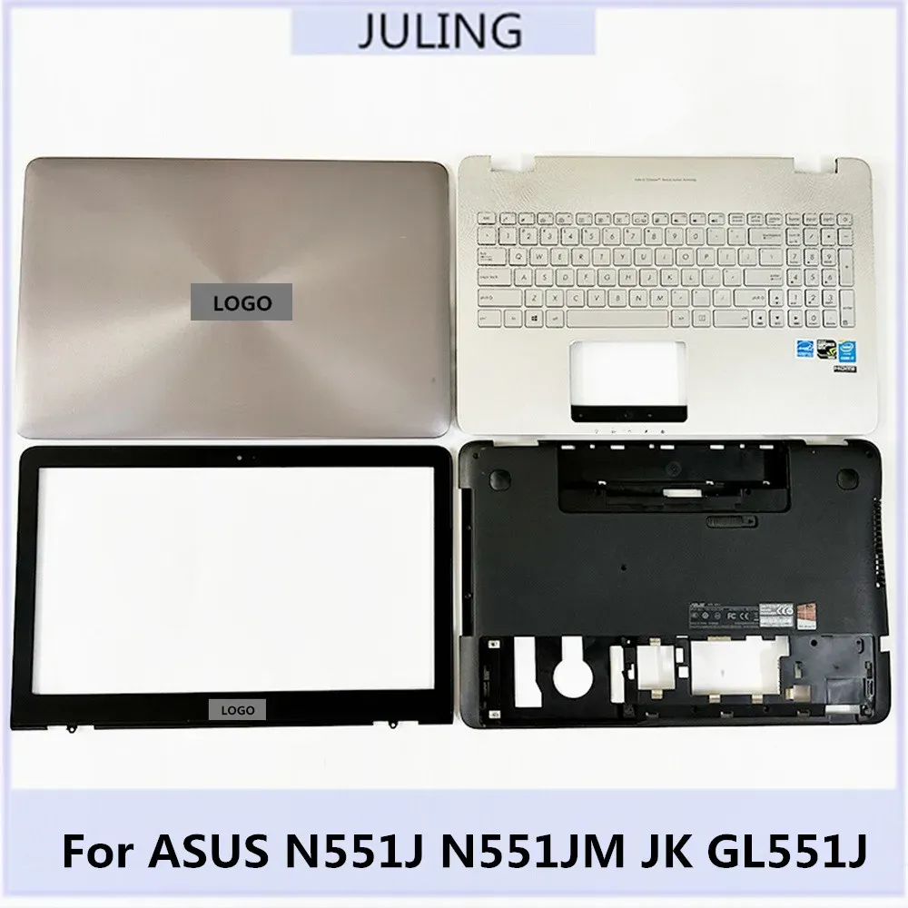 Cornici 95%nuovo laptop metallico originale LCD posteriore Copertina superiore/LCD FECHEL ANTERIORE/COPERCHIO PALMREST/COPERCHIO SOTTO PER ASUS N551J N551JM JK GL551J
