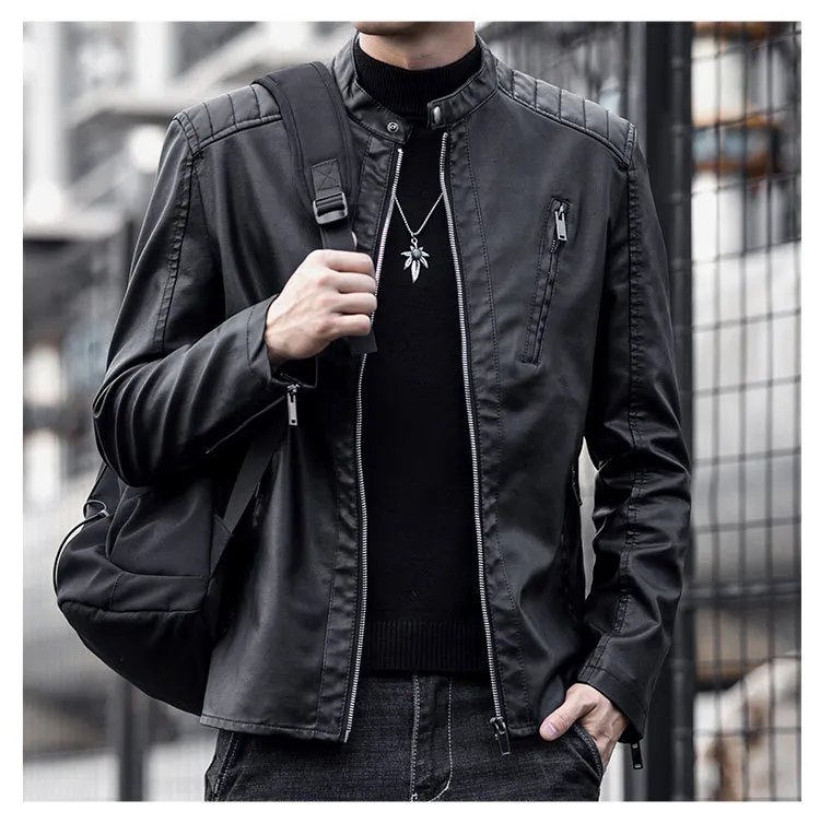 【楽天カード分割】 Handsome Men's PU Leather Bomber leather jacket Clothing