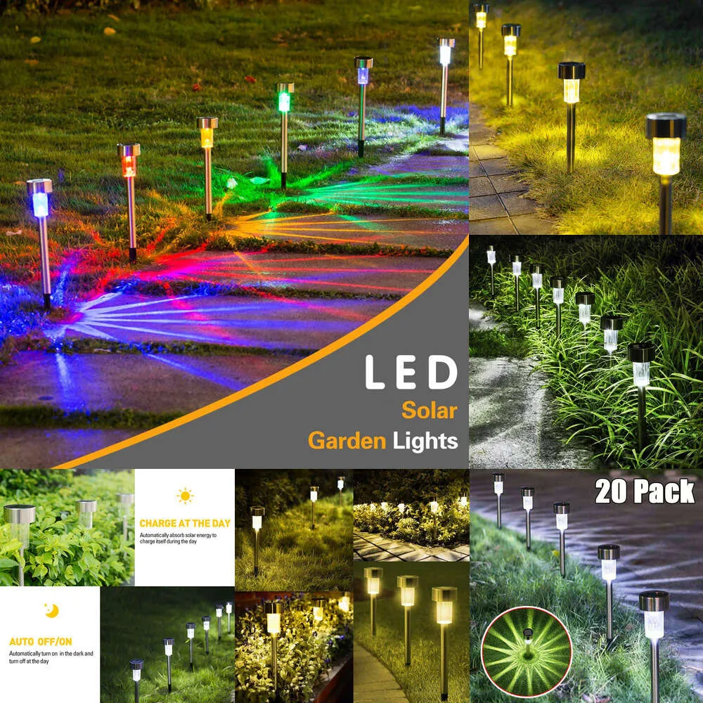 새로운 LED 정원 램프 태양열 방수 조경 경로 야드 뒤뜰 잔디 안뜰 장식을위한 야외 야외