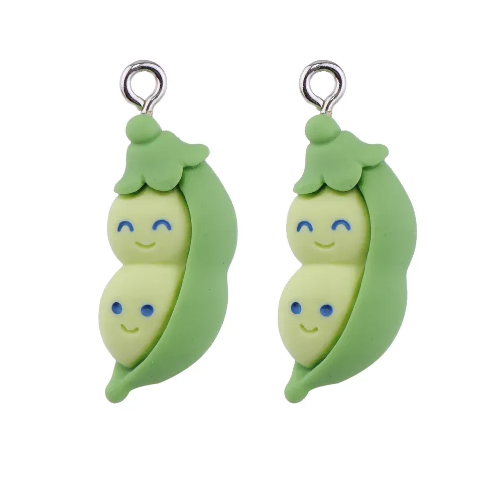 10st Kawaii Peascod Beans Broccoli Vegetabiliska matharts charm för örhängen armband nyckelringar diy pendent levererar tillbehör tillbehör