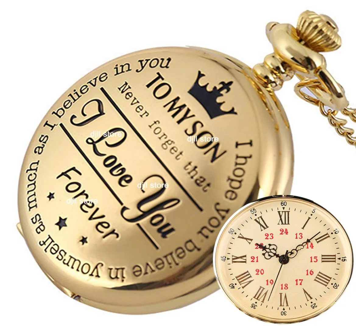 Pocket Watch zu meinem Sohn Ich liebe dich für immer für Kinder 039s Tag Kinder Kinder Boy039s Geburtstagsgeschenk FOB Halskette Uhr FL4464007