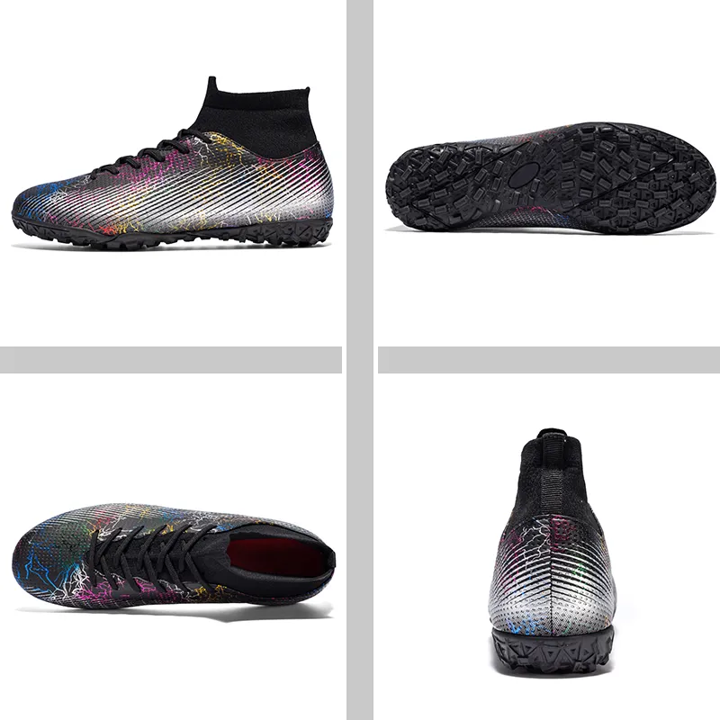 Chaussures de football hommes hautes antidérapantes Spike,d