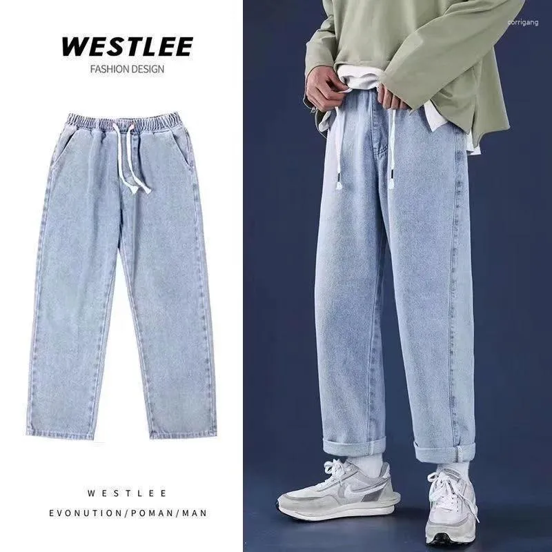 Jeans masculin coréen mode craqustring y2k homme classique baggy straight jambe pants 2024 hip hop streetwear jean décontracté décontracté jean