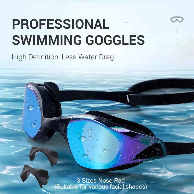HD Anti Fog Professional Competition Swimming Goggles Män Kvinnor Vattenssport Eyewear Glasögon Adutable Adult Swim Race Goggles 240412