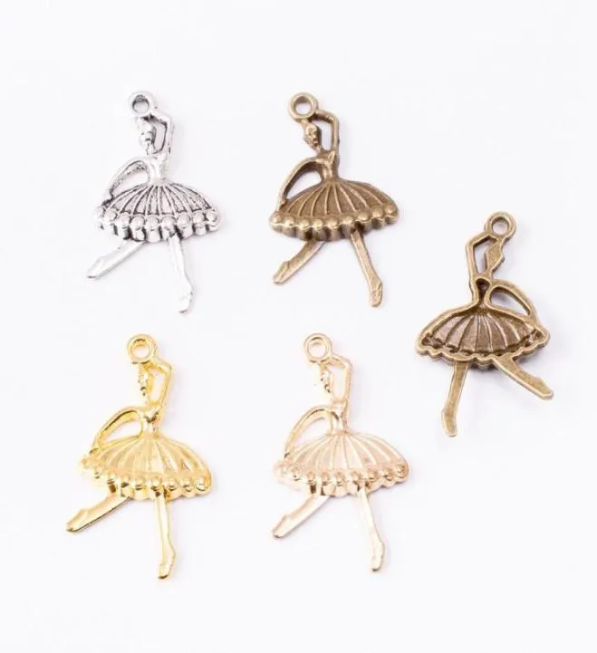 50pcs 3620MM silver color gold ballet dancer ballerina charms antique bronze ballet pendants for bracelet earring diy jewelry6390432