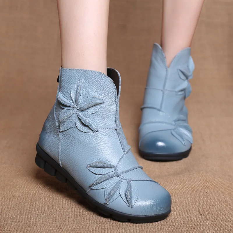 70s Shoes For Women Genuine Leather Ankle Booties: Chic  display picture 1