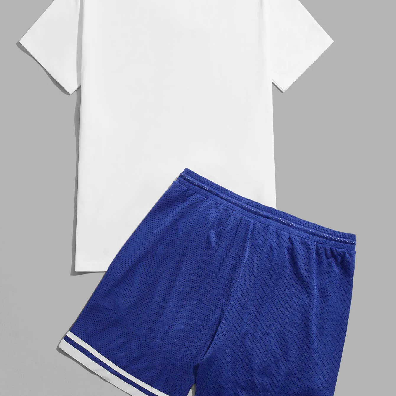 MENS BEACHABLE OCH EFLIG Sportkläder Summer Simple Design Cotton T-Shirt Mesh Fitness Shorts Set