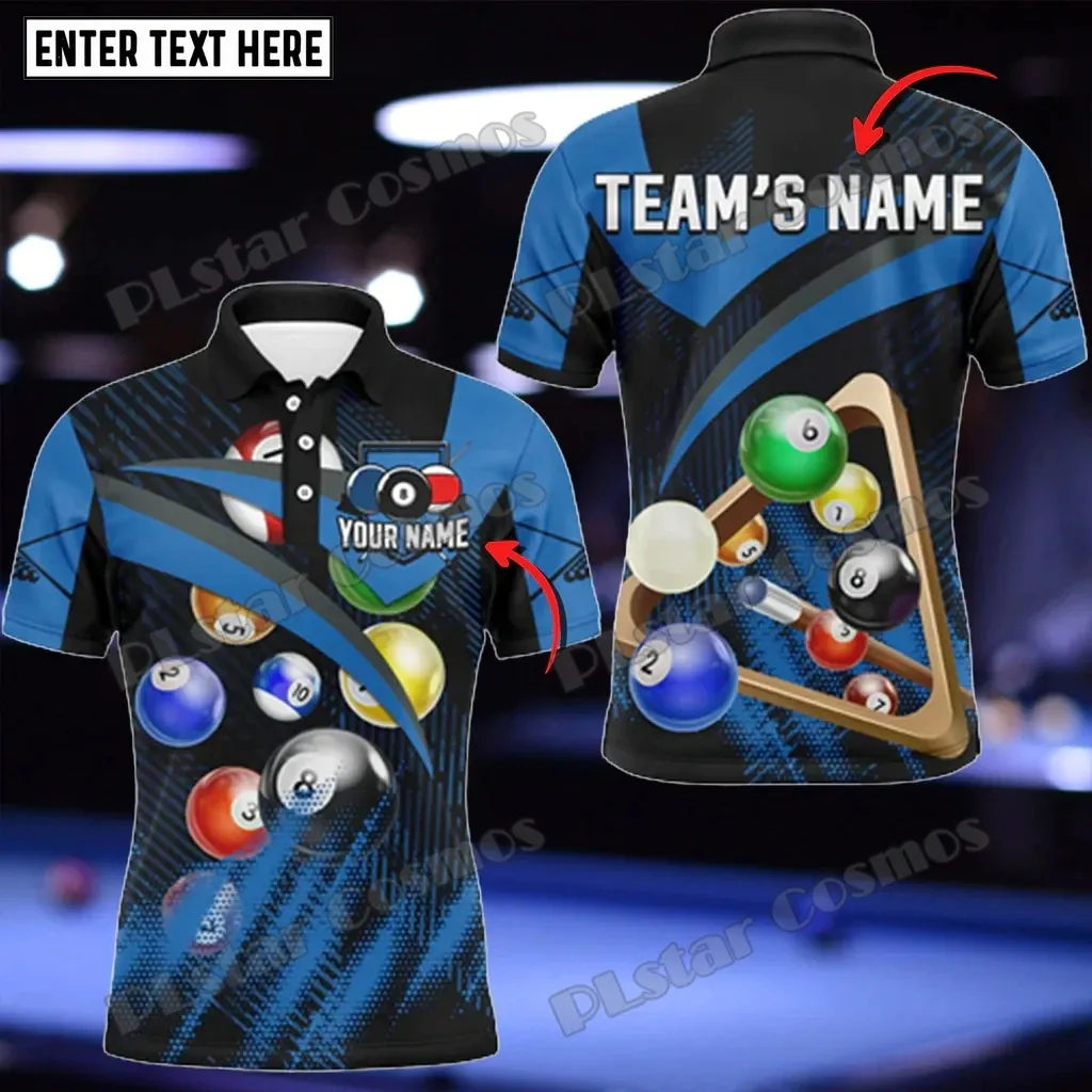 Personalized 8 Ball Pattern Red Polo Shirt - 3D Printed Mens