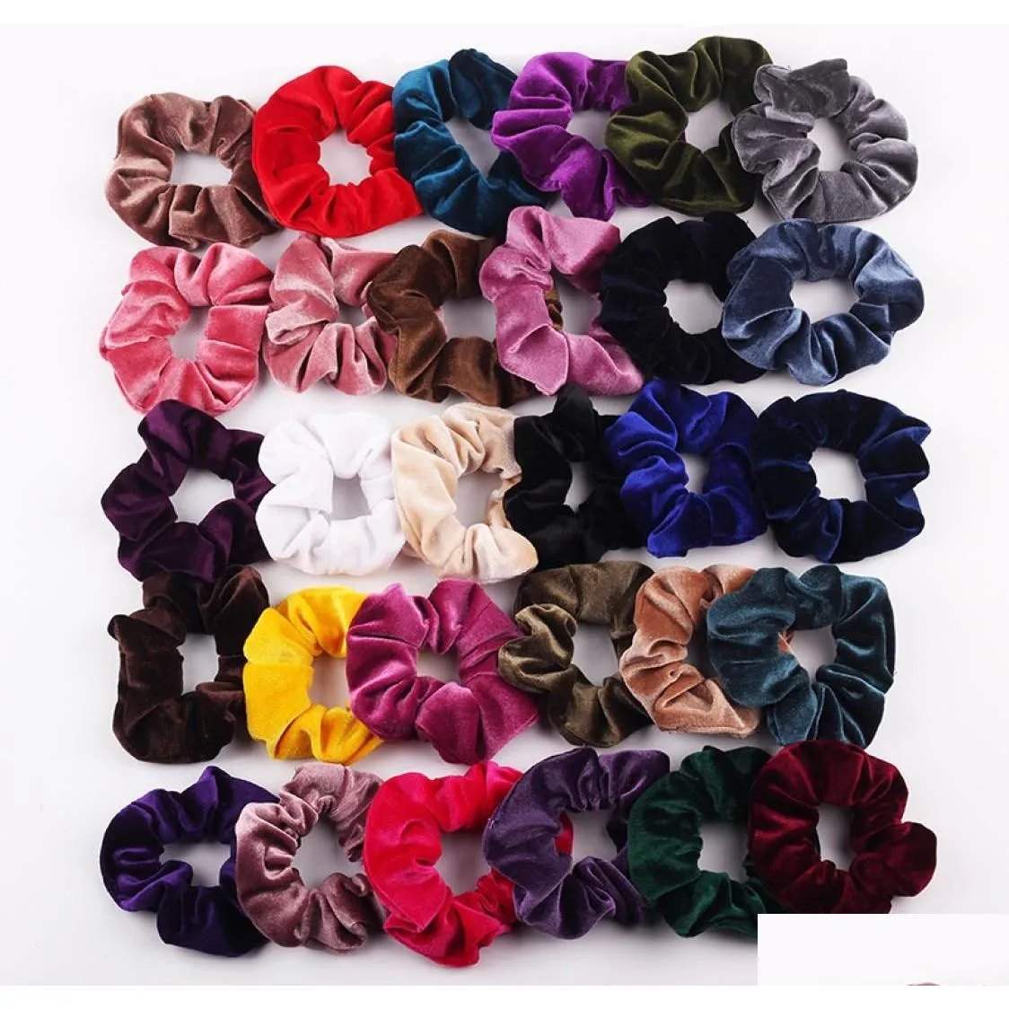 Hårtillbehör 40 färger Veet Scrunchies Elastic Hairband Solid Color Women Girls Headwear Ponytail Holder Hairs 50pcs8323765 Drop Dht9e