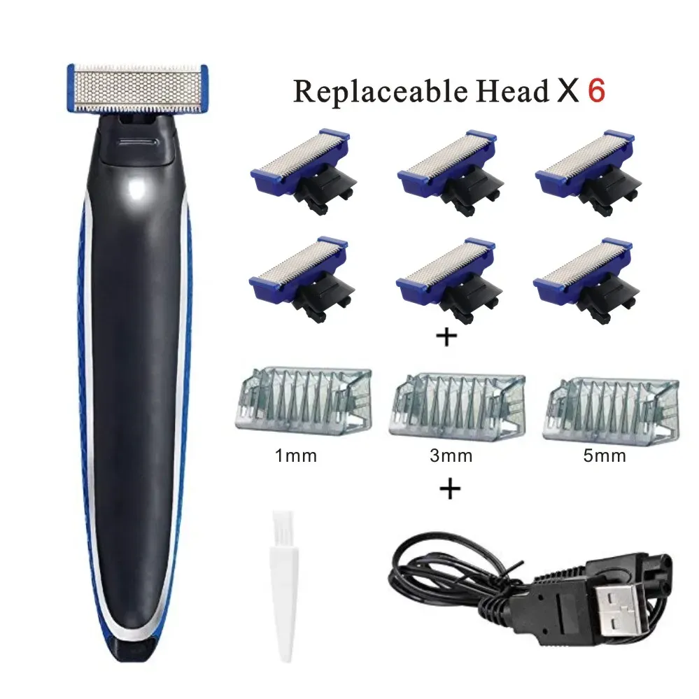 Shavers Electric Shaver Flex Razor Head 3 i 1 rakbar tvättbar trimmer Edage Comfy Clean för män