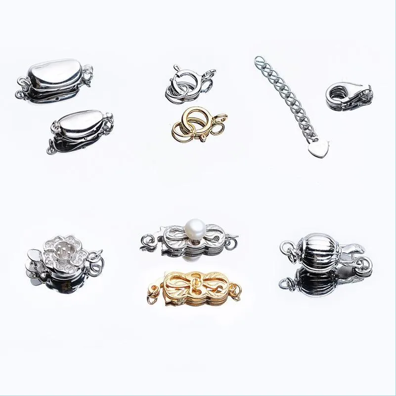 Configurações de jóias Botão de colar de pérolas diy S925 Sier Sier Sier Bracelete 6 Estilos Acessórios de material feitos à mão Droga Drop Dhgarden Dhcoa
