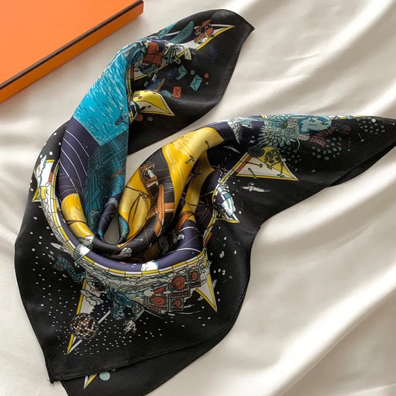 Women Designer Silk Scarf Soft Touch Square Twill Pashmina  display picture 3