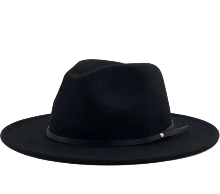 Simple Women Men Wool Vintage Gangster Trilby Felt Fedora Hats With Wide Brim Gentleman Elegant Lady Winter Autumn Jazz Caps4687787369692