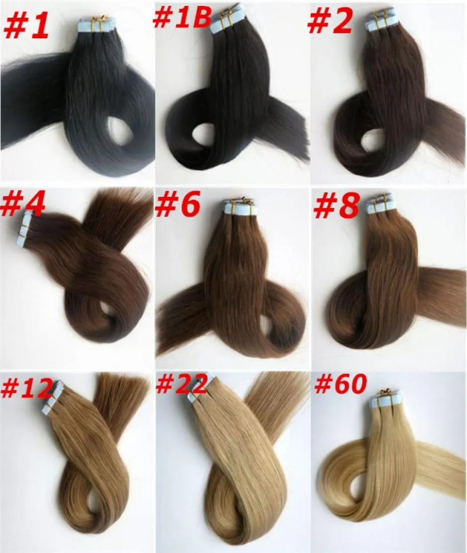 100g 40pcs Glue Skin Weft Tape in Hair Extensions 18 20 22 24inch Brazilian Indian Human Hair Extensions9913172