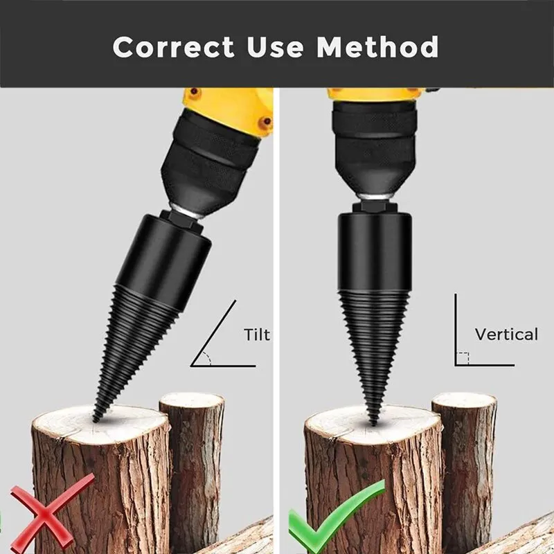 Wood Splitter Cone For Electric Drills 2-Pack Firewood Log Splitter Drill Bits - 45mm & 32mm Wood Splitting Cones Electric Drill Attachments