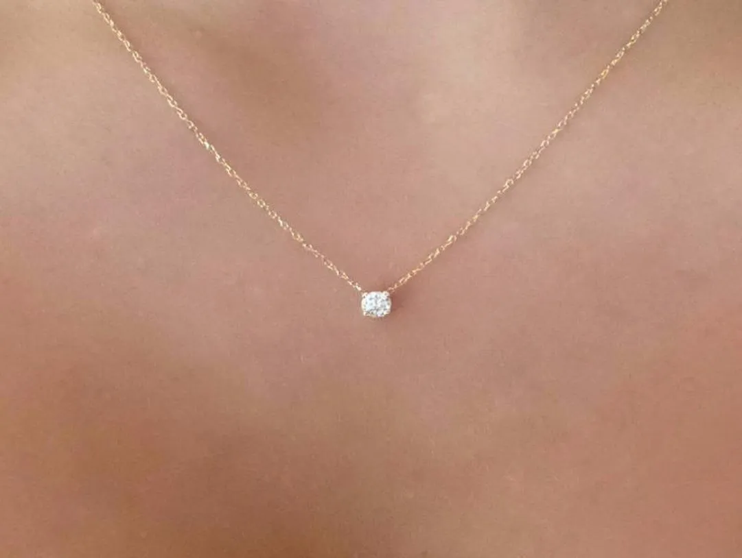 Fashion Gold Diamonds Necklaces Delicate Solitaire Pendant Dainty Pendants Necklace Bridal Jewelry Floating Diamond Jewellery8815245