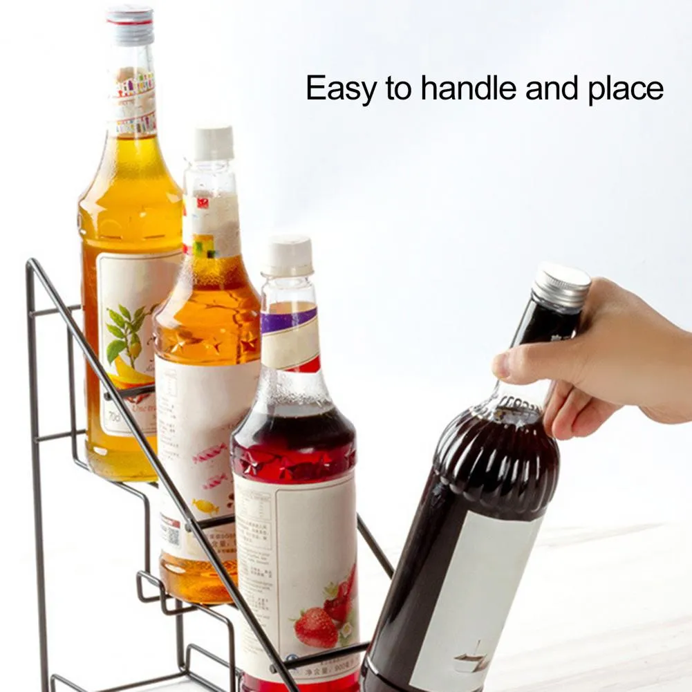 Drinks Cabinet Wine Rack Metal 4 Layer Syrup Rack Countertop Coffee ...