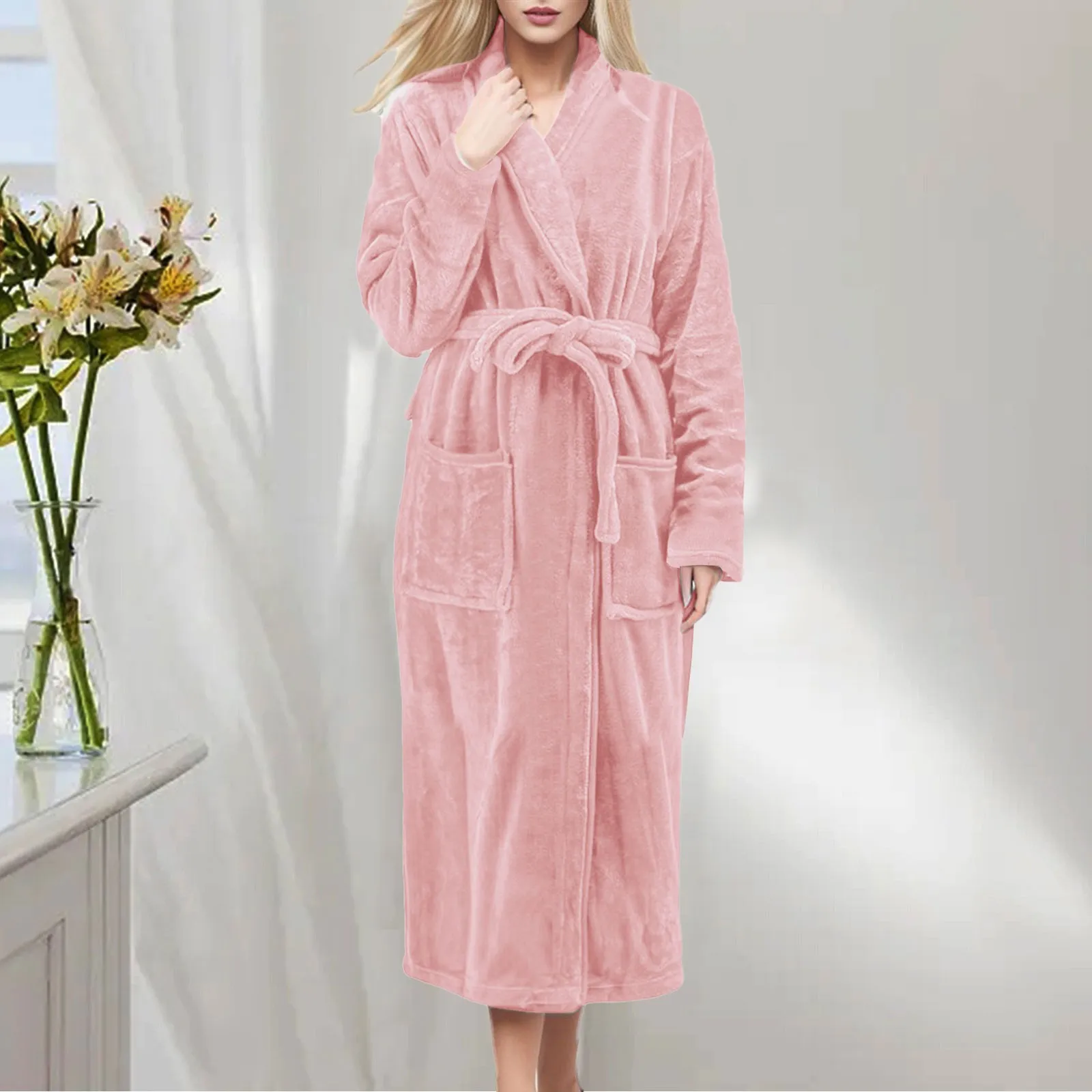 Teddy Sherpa Robe Womens Plush Soft Robe Fluffy, Soft Warm Long