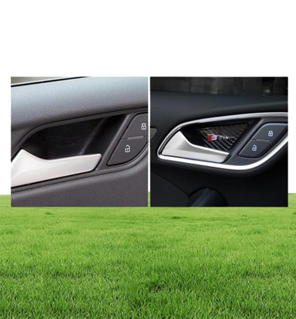 Car styling Stickers Carbon Fiber Interior door inside door bowl panel wrist cover trim for A3 A4 A5 A6 A7 Q3 Q5 Q7 B6 Accessories7827599