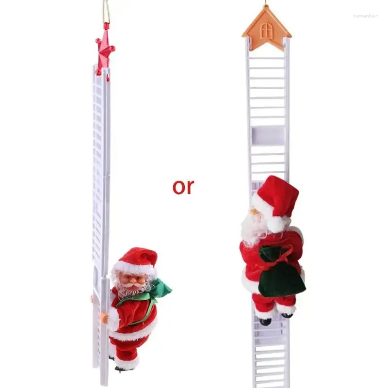 Party Supplies Q6PE XMAS Home Decoration Electric Christmas Santa For Doll med Bag Climbing Ladder