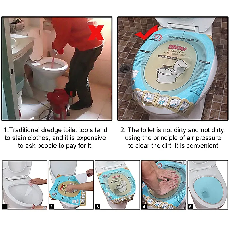 1 ~ 10 stcs toilet wegwerp sticker huishouden sterk toilet droedger toilet deblokkering post fix verstopte film badkamer schoonmaken